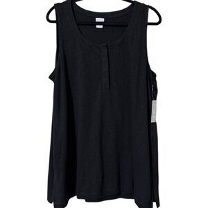 Chico’s women’s size 3 XL sleeveless cotton pocket tunic tank basic knit black